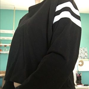 Varsity Striped Black Forever 21 Crop Top